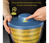 Exprimidor eléctrico eficiente de verduras con cesta de filtro automático para frutas y verduras de cocina. azul