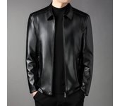 Chaqueta de cuero para hombre otoño e invierno nueva chaqueta de cuero suave corta con solapa sencilla e informal de negocios medianos ropa para hombre 170