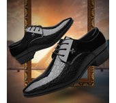 Zapatos de moda para hombre, zapatillas de invierno, zapatos de vestir de negocios a la moda, zapatos sociales, mocasines de cuero lacado cómodos, zapatos de vestir para hombre 38 negro
