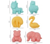Juguetes de arena de playa para niños con bolsa de malla, moldes de animales para niños y bebés, viajes al aire libre, 6 piezas type 3 varios colores