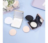 Estuche de maquillaje cosmético portátil con cojín de aire vacío cuadrado, contenedor con esponja en polvo y espejo para base de crema BB A