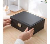 Caja organizadora de joyas de doble capa, resistente, ligera, portátil y de construcción sólida