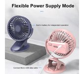 Ventilador de escritorio portátil, ventilador con Clip, ventilador de refrigeración para escritorio, recargable por USB, aire pequeño ajustable de 3 velocidades verde
