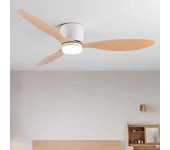 Ventilador de techo LED moderno sin luces, ventilador de techo bajo con control remoto y luces, motor CC Sync, 6 velocidades, 20 cm