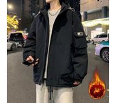Parkas de invierno para hombre, abrigo con capucha y acolchado, chaquetas cálidas para hombre y mujer XL negro