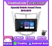 Reproductor de vídeo Multimidia Carplay 2din Android de 8 pulgadas para Hyundai Solaris Accent Verna 2010-2016 con perilla de botón navegación GPS 2 + 32GB 1+32GB
