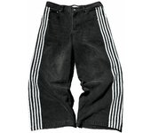 Pantalones vaqueros unisex estilo urbano Y2K, pantalones vaqueros holgados con bordados a rayas estilo hip hop, pantalones de pierna ancha y cintura alta para hombre y mujer S negro