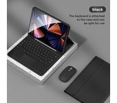 Teclado inalámbrico BT USB con funda protectora de cuero PU para tableta Compatible con iPad 10 model negro