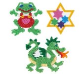 Tableros Hama Bead - Rana, Estrella y Dragón - Blanco - Niños - Juego de tableros
