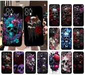 Funda de teléfono Skull Flower Art para iPhone Samsung Galaxy Redmi Xiaomi Oppo OnePlus Note SA 7 8 9 10 11 12 13 14 20 21 22 23 53 54 Pro Max Plus Ultra iPhone 6 or 6S