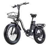 Bicicleta eléctrica plegable Burchda R8FV de 500 W, 48 V, 20,4 Ah, neumáticos anchos de 20  x 4 , doble suspensión, frenos hidráulicos, pantalla LCD y asiento trasero. 48V 500W 15Ah negro