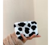 Monederos de peluche con estampado de vaca, minimonederos, bolsa de almacenamiento, tarjetero, billetera de identificación de crédito, bolsillo, monedero con cremallera para mujeres y niñas