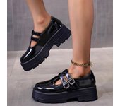 Zapatos Mary Jane con plataforma gruesa y tiras en T para mujer, de charol, estilo gótico, lolita, para cosplay, color blanco y negro, novedad de 2024 36 beige