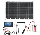 Kit de Energía Solar Portátil Inversor 12V a 220V Controlador de Carga Solar 30A 12V 24V Solar 18W 18V