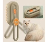 Peine de masaje para mascotas, cepillo eléctrico de vapor para quitar el pelo de mascotas, cepillo para perros y gatos con spray antipelusas blanco