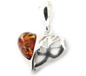 Les Trésors De Lily [J2124] - Colgante de plata ámbar 'Love' marrón