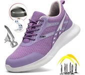 ZLMY-zapatos de seguridad con punta de acero para mujer, zapatillas ligeras de trabajo, botas de seguridad a prueba de pinchazos, botas de seguridad para hombre y mujer 35 negro