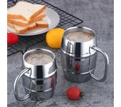 Gran oferta, jarra de cerveza de acero inoxidable de doble pared, portátil, para café, té, viaje, para uso en la oficina, con asa.