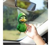 Adorno colgante de acrílico con capucha de pato para el hogar, interior, árbol de Navidad, espejo retrovisor del coche, adorno colgante de pato plano 2D, colgante de animal de dibujos animados Duck