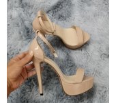 Nuevas sandalias de mujer sexys de 14 cm con tacón alto de charol y punta abierta, sandalias de plataforma para discotecas, fiestas, bodas, zapatos rojos 35 blanco