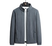 Chaqueta deportiva de polar para hombre, suéter de polar, abrigo tipo cárdigan de cuello alto de color sólido, primavera y otoño M gris