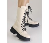 Botas con cordones altos Teona 370 36 piel lechosa 40 blanco cálido