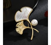 Broche sencillo de hoja de ginkgo fritilaria natural, broche de hoja de lujo de alta gama, accesorio de ropa oro