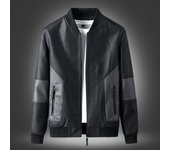Chaqueta de cuero de marca para hombre, chaqueta delgada para motocicleta, resistente al desgaste, PU, ​​tendencia de moda, chaqueta con cremallera para motocicleta, cortavientos informal de calle M negro