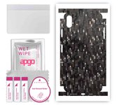 apgo Protective Skin Sticker for the back+sides compatible with Apple iPhone XS Max, Full Wrap Film, Foil, Vinyl - Pattern Carbon Black Pixel
