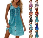 Vestidos de verano para mujer, estilo bohemio, para playa, sin mangas, con estampado de camiseta, vestidos de verano L amarillo