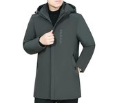 Chaqueta de algodón gruesa informal de invierno para hombre, abrigo con capucha, abrigo cálido a prueba de viento con capucha XXXXXL negro