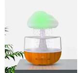 Humidificador de nube de lluvia, goteo de agua, luz nocturna de 7 colores, aceite esencial de aromaterapia ultrasónico de 400ml marrón