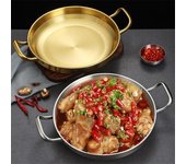 Olla de arroz para mariscos de acero inoxidable, sartén de cocina casera, platos para aperitivos, utensilios de cocina, cacerola, ollas secas con mango para Cocina 24cm