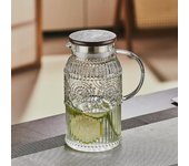 Hervidor de agua fría de vidrio Lux resistente al calor con asa: tetera creativa de gran capacidad para el hogar o la sala de estar.