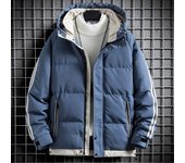 Chaquetas de invierno para hombre, prendas de vestir gruesas y cálidas con capucha, abrigos de marca, sombrero de retales, Parkas para hombre, cortavientos con cremallera a prueba de viento para hombre M