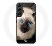 Coque pour Samsung Galaxy S21 FE Chat Siamois Noir et blanc aux Yeux Bleus