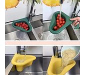 Colador de desagüe para fregadero de cocina, cesta para residuos de basura, escurridor de verduras colgante con forma de cisne, rejilla de almacenamiento triangular M verde