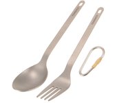 TOMSHOO-vajilla de titanio, juego de cubiertos con cuchara y mosquetón, saco de almacenamiento para cena Fork & Spoon