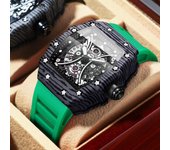 Reloj deportivo de marca famosa para hombre, barril de vino de silicona, luminoso, a la moda, de silicona para exteriores, resistente al agua, con calendario, reloj de negocios verde