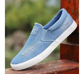 Zapatos de hombre con suela de tendón, zapatos de lona de un solo paso, zapatos de tabla transpirables de verano de gran tamaño, zapatos de tela viejos informales de Beijing para hombre 47 azul claro