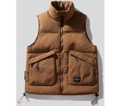 Abrigos sin mangas de moda para otoño e invierno, ropa de abrigo de talla grande para hombre, chaleco cálido grueso vintage informal M negro