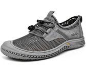 Verano Hombres Malla Transpirable Antideslizante Suave Banda Elástica Zapatos Deportivos Casuales 38 gris