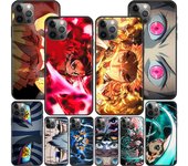 Funda de Anime japonés Demon Slayer para Iphone 14 11 13 Pro Max 12 Mini Xr 7 8 Plus Se 2020 Xs 6 6s + Coque, funda de teléfono suave negra iPhone 14 Pro Max