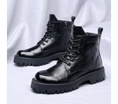 Botas de cuero genuino para hombre de gran venta, botas de invierno con suelas de alta calidad, zapatos de caña alta, botas de moto para hombre, botas de trabajo de moda 38