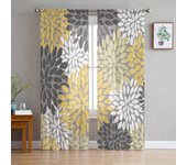 Dalia Vintage Color amarillo flor tul cortinas para decoración para sala de estar cortinas de gasa transparente para dormitorio cocina ventana cortina 1 PCS W100XH250cm