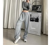 Pantalones de chándal grises para mujer, pantalones bombachos holgados, pantalones de sudor de pierna ancha, pantalones de chándal Harajuku de gran tamaño para mujer, pantalones negros de cintura alta XL negro