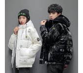 Abrigo de plumón de pato blanco de invierno para hombres y mujeres Pareja con capucha Nuevo abrigo corto para hombres Cara brillante A prueba de viento Versión coreana Tendencia M