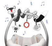 Juguetes de peluche en espiral para bebé, color blanco y negro, para cochecito, actividades en espiral elásticas, asiento de coche, sonajero colgante, juguetes para cuna, móvil sensorial para recién nacidos