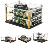 Caja de acrílico para Pi 5, con ventilador de refrigeración y disipadores de calor de cobre de 4 piezas para Pi 5 ActiveCoolers 1