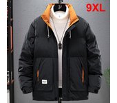 Parkas de invierno para hombre, chaqueta acolchada gruesa de talla grande 8XL 9XL, abrigo informal a la moda, Parkas a cuadros Cargo para hombre de talla grande 8XL 9XL 9XL negro